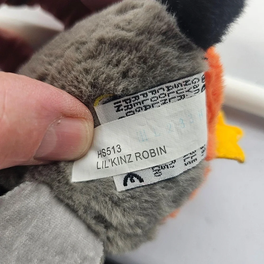 GANZ Webkinz Lil'Kinz Robin Bird Plush Stuffed Animal Toy Small Gray Orange